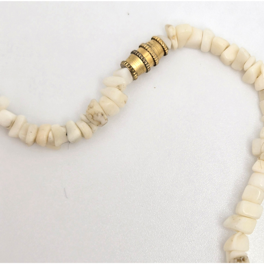 Vintage Shell Necklace White Coral Natural Beads Surfer Beach Tropical Boho 16" - Picture 8 of 12